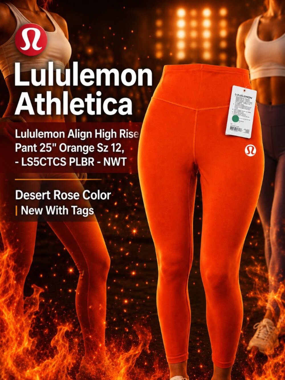 Lululemon Align HR Pant 25” Orange Size 12 NWT Nulu Yoga Leggings PLBR